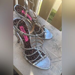 Betsy Johnson Silver with Studs Heels
